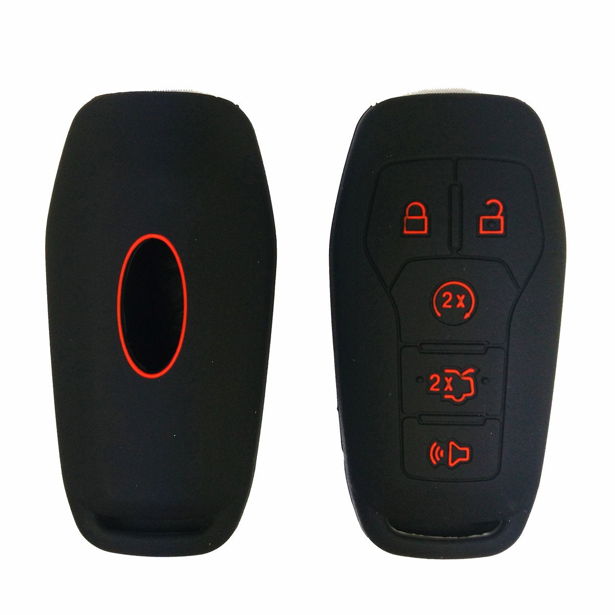 2Pcs Coolbestda Silicone Key Fob Cover Skin Remote Case Keyless Entry Holder For 2015 2016 2017 2018 Ford Explorer Edge Mustang